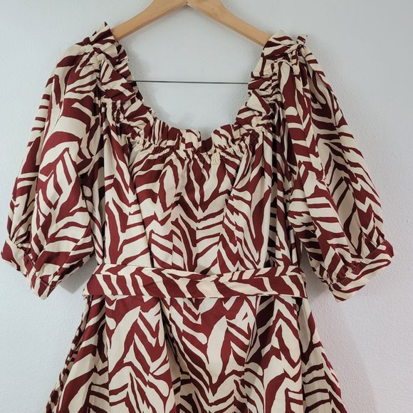 Eloquii Elements Womens Sz 22 Off The Shoulder Mini Dress Cotton Colorful Spring - Picture 2 of 12